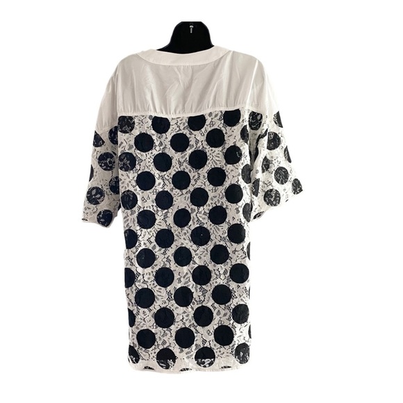 Zara Contrast Fabric Lace Polka Dot Mini Shift Dress NWT Size Small - Picture 4 of 7